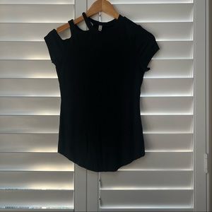 Free People Cold Shoulder Knit Short Sleeve Top Sz S